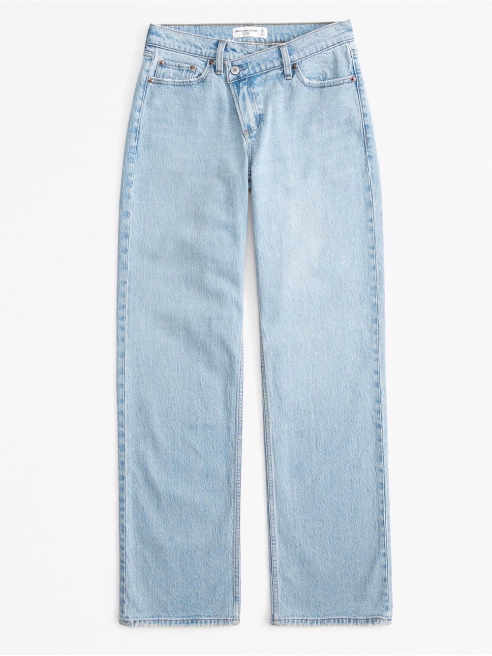 Abercrombie & Fitch Criss Cross Waist 90s Straight Leg Jeans Light Wash